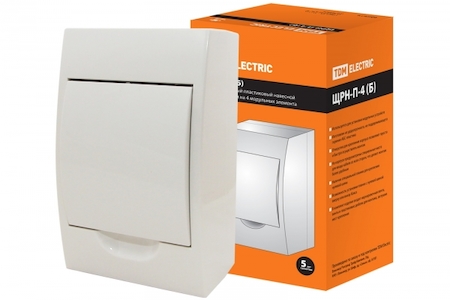 TDM ELECTRIC SQ0903-0001 Бокс ЩРН-П-4модуля с белой крышкой навесной пластик IP40 TDM